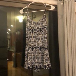 Navy & White Patterned Romper